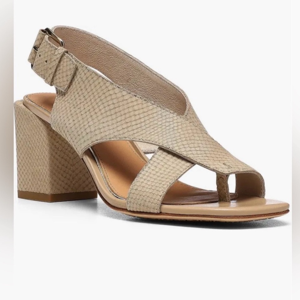 Donald Plinar Pasha Slingback Sandal Block Heel Comfortable Snake Praline 7